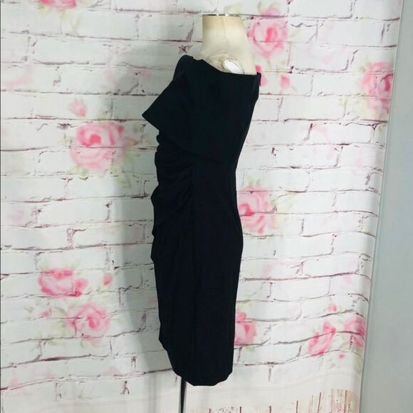 Vince camuto NWOT black fold off the shoulder midi cocktail dress - Picture 11 of 16
